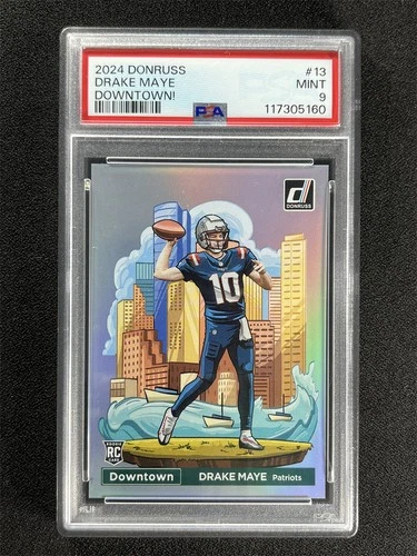 2024 Panini Donruss Drake Maye #13 Downtown! RC Rookie Case Hit SSP PSA 9 MINT