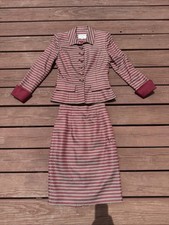 Vintage Victor Costa Nahdree Magenta Green 2 Piece Skirt Suit Women Size 6