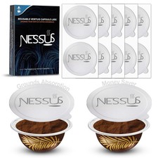 Nessus Foil Seals Lid for Reusable Nespresso 60 Pcs Foils, Sliver White