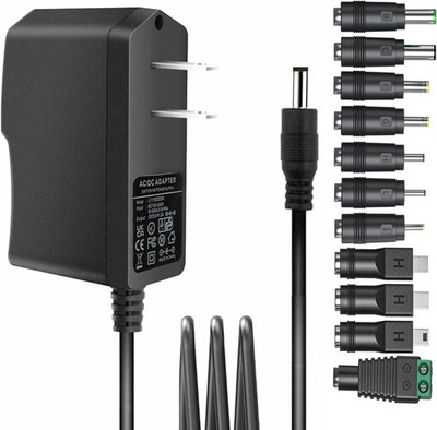 Universal 5V 2A Ac Adapter Power Supply with 11 DC Plug Tips AC to DC5V 1.5A 1A