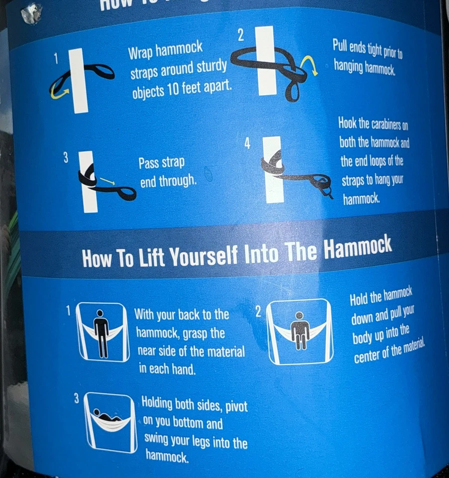 Hamaca Hurley UNO 2 correas de árbol de nailon, 2 mosquetones de acero incluidos, 440 lb Foto 3 de 3