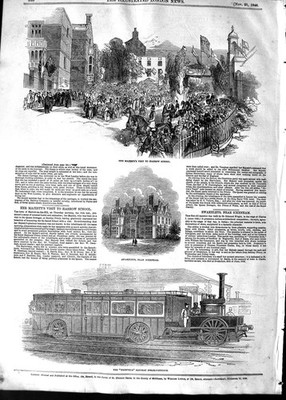 Alter antiker Druck 1848 Queen Harrow Swakeleys Fairfield Eisenbahnwagen 19.