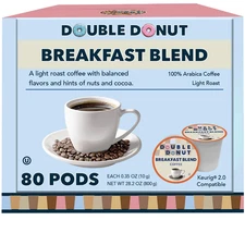 Double Donut Coffee Breakfast Blend Light Roast Single-Serve Pods 80ct
