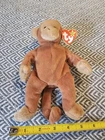 Vintage 1995 Ty Beanie Baby Bongo,  PVC pellets (4067), light brown, monkey