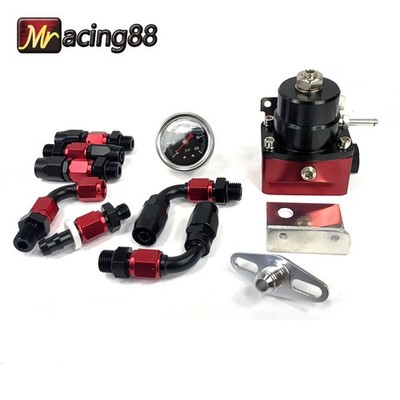 Universal Adjustable Fuel Pressure Regulator Oil 100psi Gauge AN 6 Fitting End