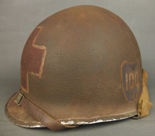 WWII US M1 Helmet 100th Infantry Division Medic with Provenance Archive Document