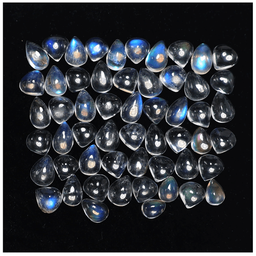 Lote de 55 piedras preciosas cabujón pera piedra lunar arco iris natural de Madagascar 3 mm-5 mm - Imagen 4 de 10