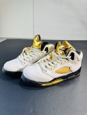 Nike Air Jordan 5 Retro GS Olympic Shoes Youth Sz 6Y White Gold 440888-133 READ