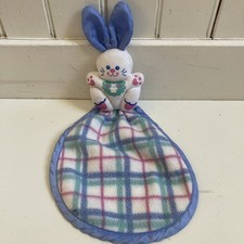 Vintage 1996 Fisher-Price Cuddle Bunny Lovey Blue Pink Plaid Security Blanket
