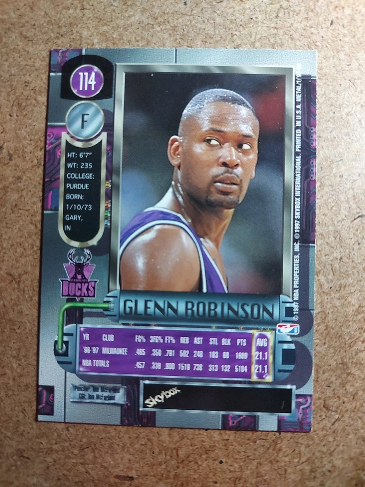 1997-98 Skybox Metal Universe Гленн Робинсон No114 Milwaukee Bucks - Изображение 2 из 2