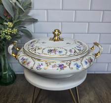 Vintage K&A Krautheim "Dresda Flower's Bavaria ciotola per verdure coperta in porcellana