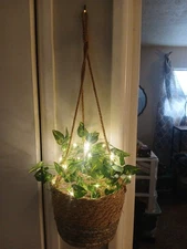 Chabby Chic Faux Floral/Woven Basket LED Lighting Home Decor
