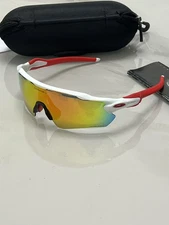 Oakley Radar EV Patn OO9208 Sunglasses White & Red Feet Red Polarized