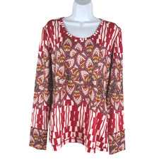 Title Nine Athletic Top Large Geometric Print Long Sleeve Multicolor NWT TP-3788