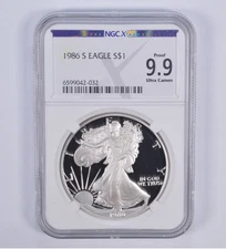 Proof 9.9 1986-S American Silver Eagle $1 NGC X NGCX - Almost PERFECT