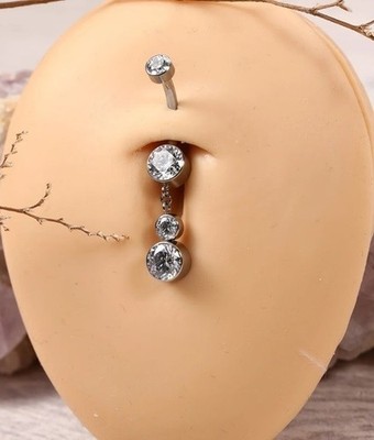 1CT Round Cut Diamond WomenBody Pricing Navel Belly Button 14K White Gold Plated