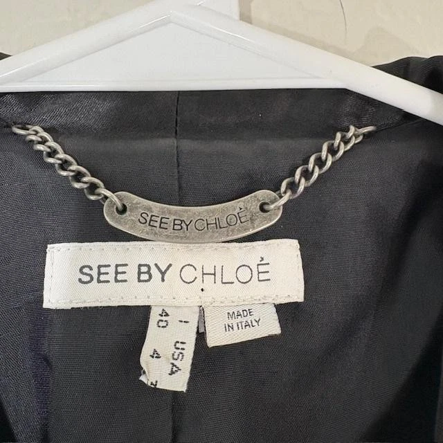 Blazer See By Chloe Mujer 4 Mezcla de Lana Satén Solapa Botón Único Italia Chaqueta Foto 3 de 4