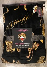 Ed Hardy FULL/QUEEN SIZE Plush Blanket Tiger 90 X 90