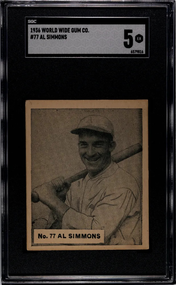 1936 World Wide Gum Co. Al Simmons #77 SGC 5