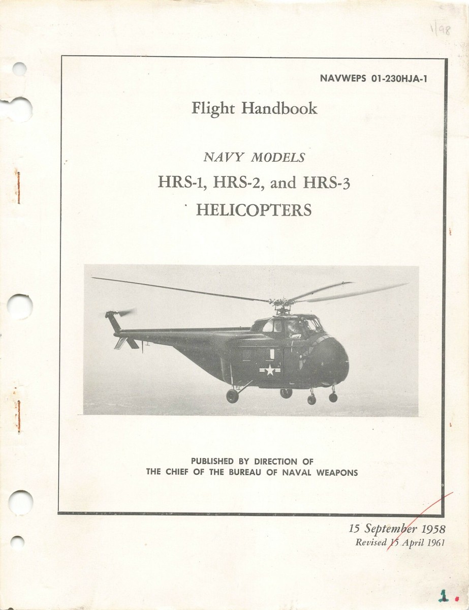 HRS-1, -2, -3 (H-19) Helicopter 1961 Flight Handbook Flight Manual