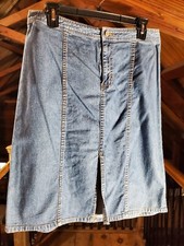 Gap Jeans Denim Skirt Womens 10 Blue Front Slit Zip Button Western Cowgirl EUC