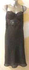 NATORI BLACK SHEER BRA SLIP LINGERIE LACE BRA CHEMISE BOUDOIR S/M