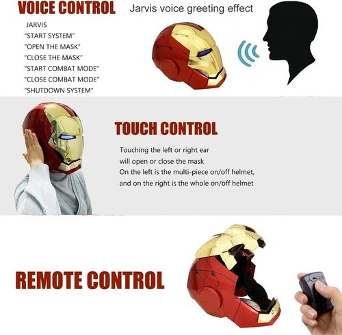 AUTOKING 1:1 Wearable JARVIS Voice Control Cosplay Iron Man MK5 Helmet Mask Gift - Foto 19 di 50