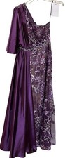 Mac Duggal Gown Dress Size 4 Plum Floral Embellished One Shoulder 79433 $698