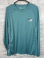 Huk Men's Americana Flag Long Sleeve Performance Fishing Shirt Large w/ 2 Stains