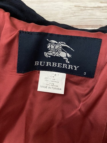 Burberry Girls Black Dress Coat Wool Cashmere Size 3 Velvet Trim Red Lining - Picture 7 of 8