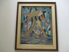 VINTAGE SURREAL ABSTRACT PAINTING MODERNISM MID CENTURY EXPRESSIONISM CUBISM OLD