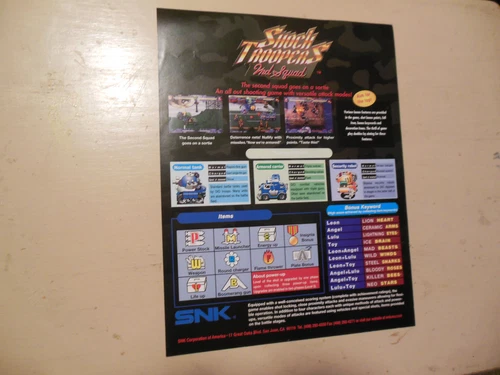 nos SHOCK TROOPERS 2ND SQUAD MVS NEO GEO ARCADE video GAME FLYER