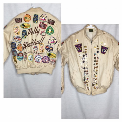 Vintage Avanti Patches and Pins Bowling Beige Jacket Women’s Size Small - 第 1/12 張圖片