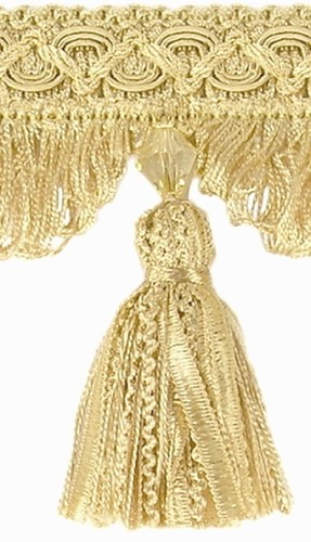 Ab 1m Luxus Diamantlook Quastenborte 9cm Light Gold Sand Barock Borte 