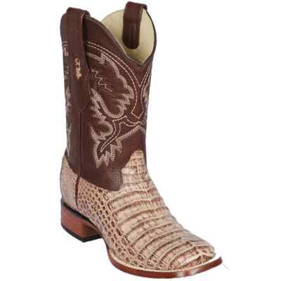 LOS ALTOS MOKA GENUINE CROCODILE CAIMAN SQUARE TOE WESTERN COWBOY BOOT D 8228272