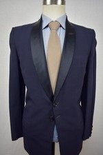 1949-1962 Bespoke Navy Blue Wool Two Button Two Piece Dinner Suit Size: 36R