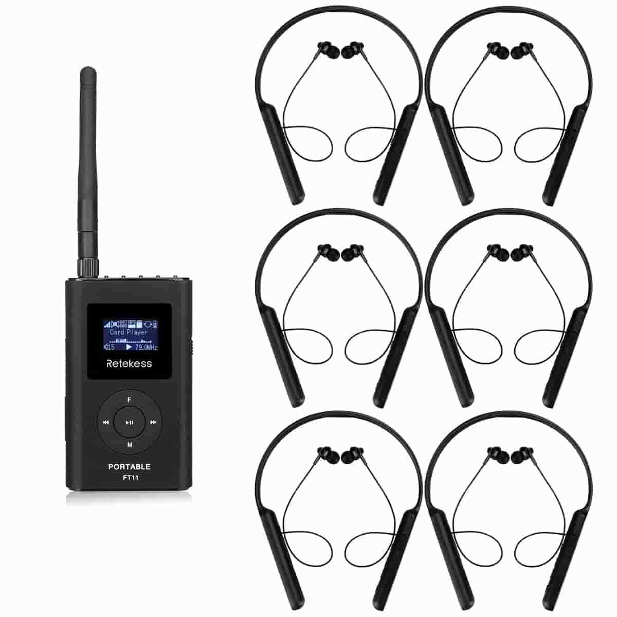 Retekess Tour Guide System Mic Transmitter Receivers In-Ear