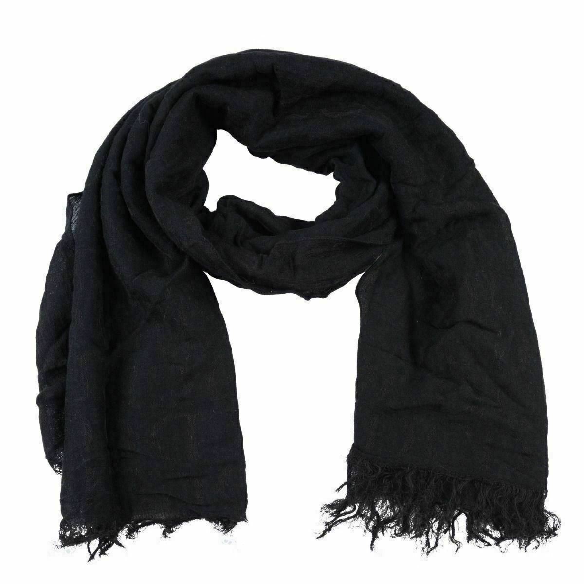 Однотонный черный шерстяной шарф унисекс