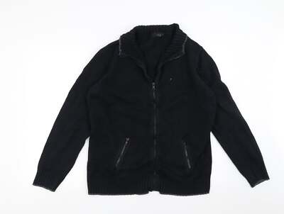 NEXT Herren Pullover schwarz hochgeschlossen Baumwollmischung Größe M