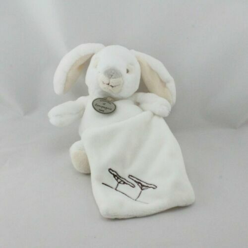 Doudou Lapin Mouchoir - Boîte Fleur Blanc - Cadeau Naissance Garçon/fille Avec Garantie Perte