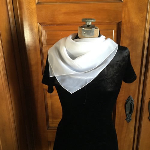 Chiffon Scarf Sheer White Square Unbranded Summer Wedding Vintage Lightweight - 第 7/7 張圖片