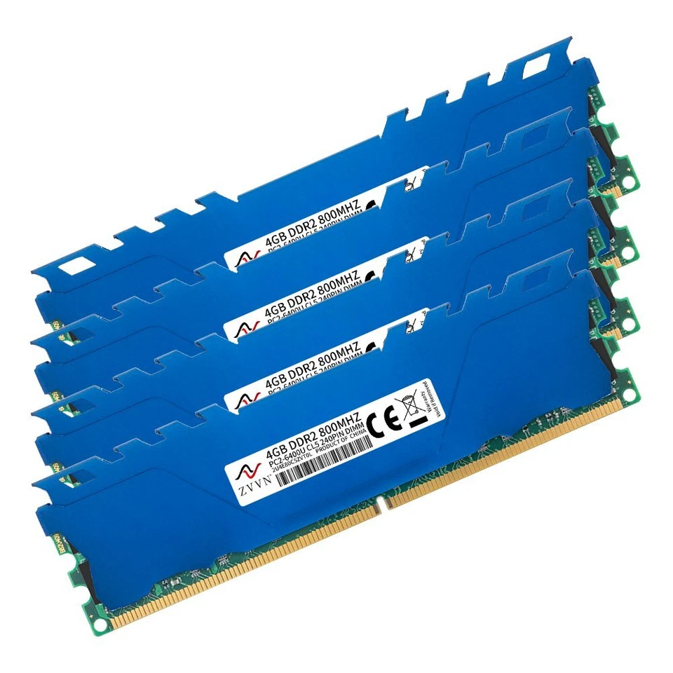 ZVVN 16 GB 8 GB 4 GB DDR2 800 MHz PC2-6400U CL5 Intel PC de escritorio memoria RAM LOTE azul - Imagen 3 de 4