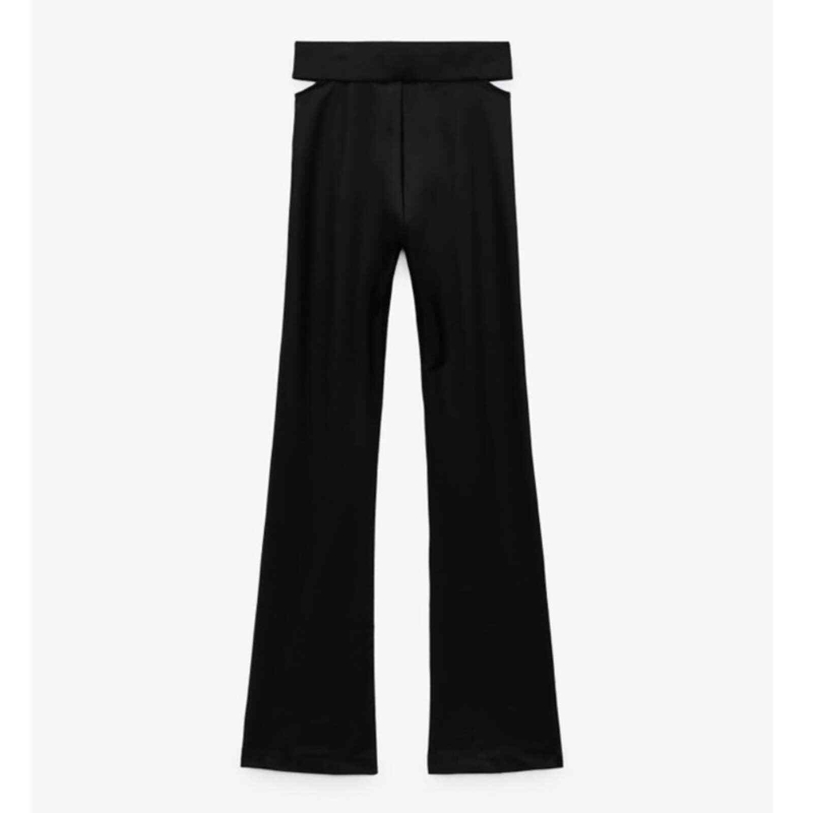 zara | cut out waist flare pant legging high waisted medium | eBay