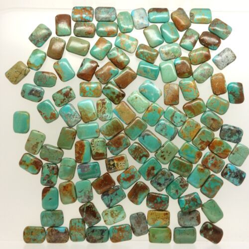 12 Genuine Chinese Turquoise Flat Rectangle Beads ap.10 x 14mm Blue Green #25136 - Picture 5 of 5
