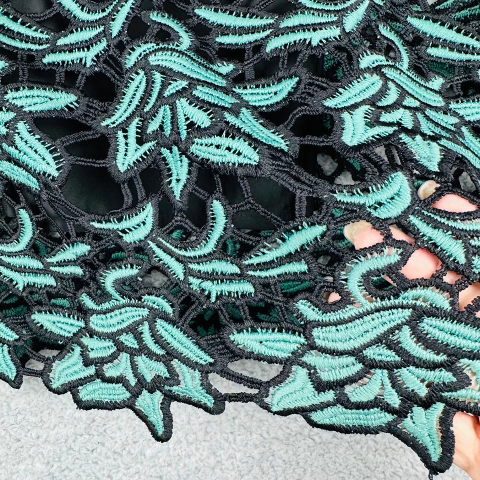 Falda de encaje Baraschi talla 0 negra verde azulado festoneada superpuesta Anthropologie nueva con etiquetas Foto 2 de 4