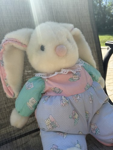 VINTAGE Soft Dreams Hase Kaninchen Plüsch Pastell Tupfen Körper Hausschuhe #55053 17 Zoll - Bild 6 von 11