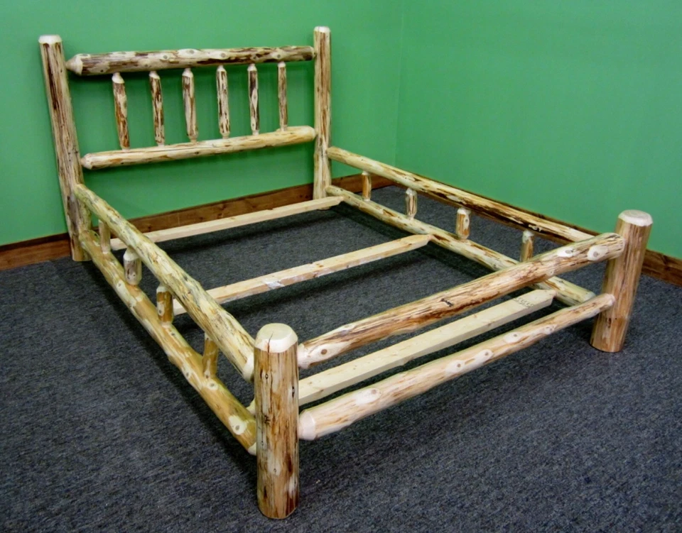 Log Bed~ Cali King ~ Northern Rustic Pine | Amish-Made in USA | Double Side Rail - Image 3 of 4