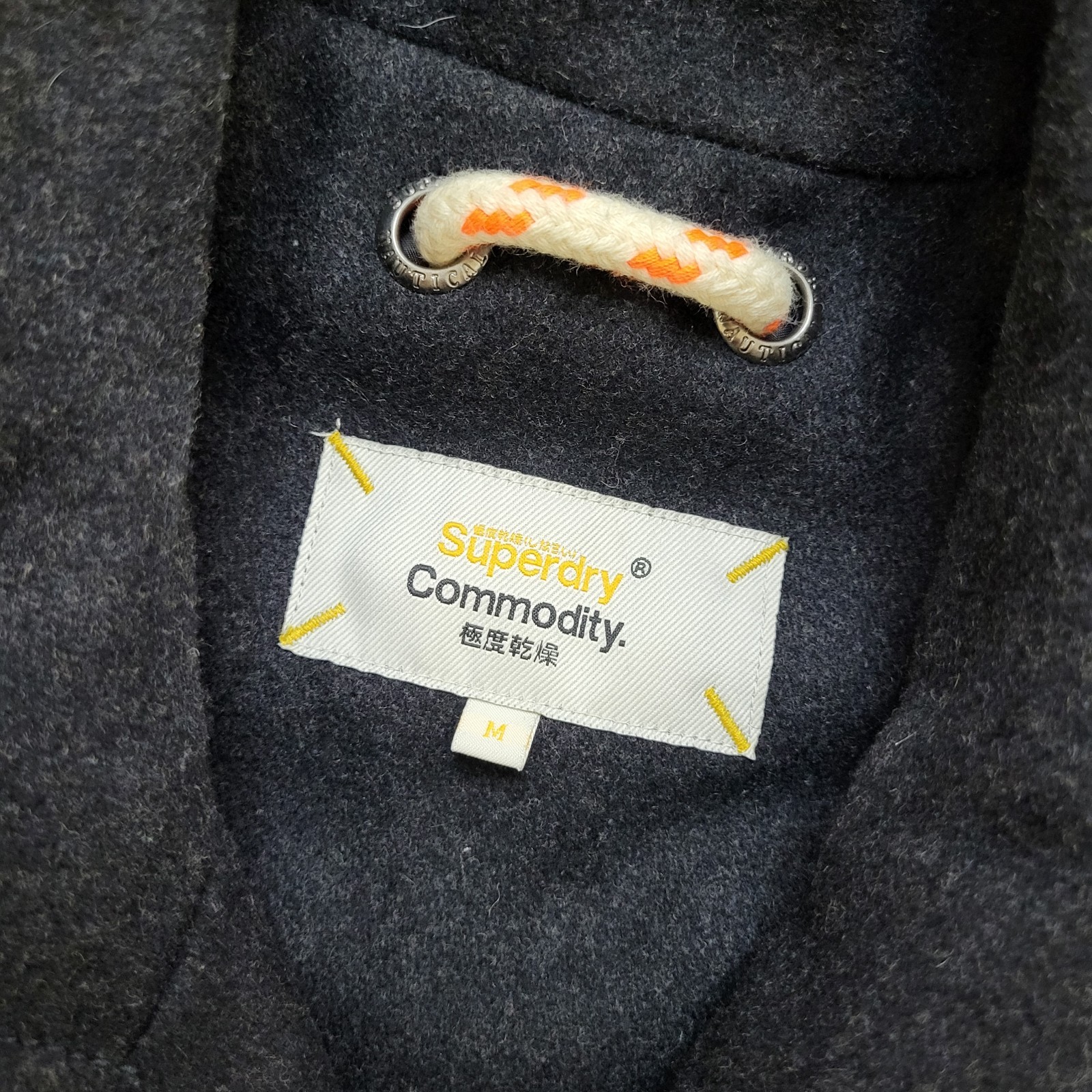 Superdry Wool Pea Coat Mens Medium Black Double Breatsted Jacket image 5