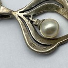 Sterling Silver 925 Amber Faux Pearl Marcasite Jewelry Lot Necklace Earrings — photo 5