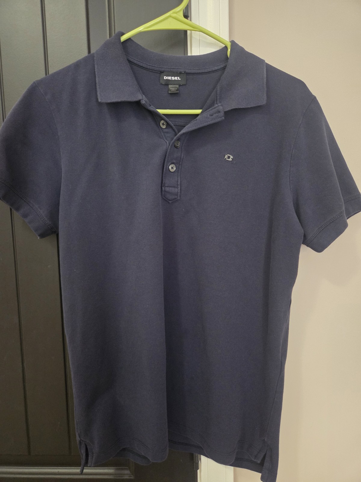 Diesel Polo Shirt Mens Large Navy Short Sleeve Metal Logo